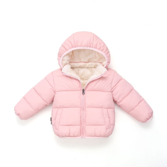 QUDDERR Baby Kids Girls Boys Winter Fleece Jackets with Hooded Toddler down Cotton Coats Warm Lined Puffer Outerwear for 6 Months - 8 Years
