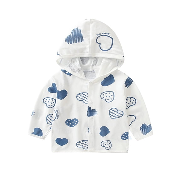 QUDDERR Baby Toddler Sun Protection Jacket for Boys Girls UPF 50+ UV Rash Guard Hoodie Infant Summer Ice Silk Sun Shirt Cartoon Prin Rashguard Coat for Unisex 6-24 Months