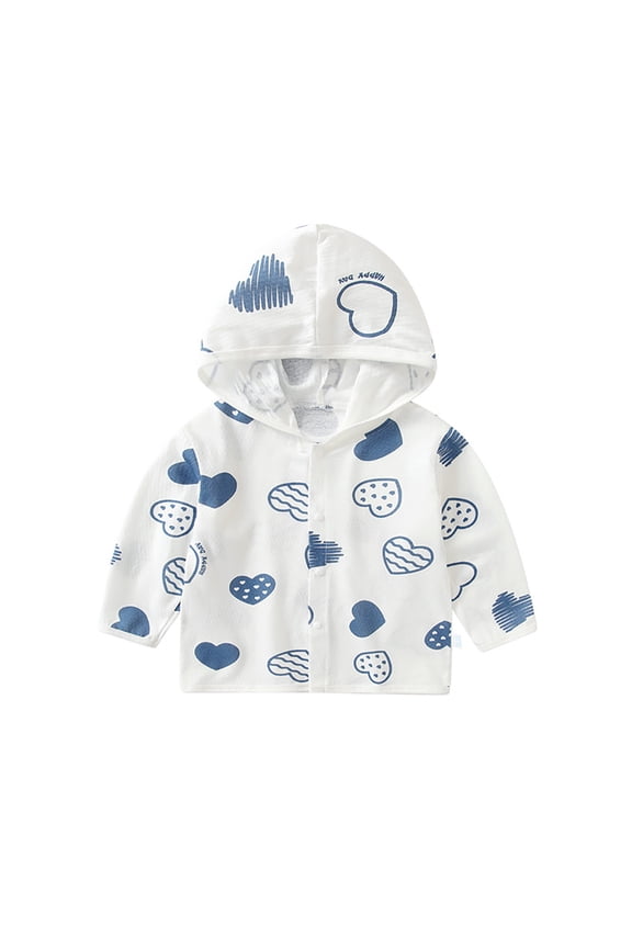 Baby Toddler Sun Protection Jacket for Boys Girls UPF 50+ UV Rash Guard Hoodie Infant Summer Ice Silk Sun Shirt Cartoon Prin Rashguard Coat for Unisex 6-24 Months