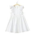 thumbnail image 1 of QUDDERR Girls Cotton Linen Dresses Ruffle Sleeve Dress Halter Sleeveless Kids Casual Solid Color Dresses for Toddler Baby Kids 2-6Years, 1 of 8
