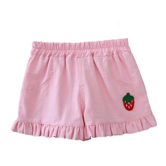 QUDDERR Girls Shorts Summer Shorts for Toddler Baby Pants Ruffles Cotton Elastic Shorts with Pocket for 1-5T