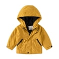 thumbnail image 1 of QUDDERR Kids Baby Windbreaker Jacket for Boys Zip Hooded Raincoat Toddler Thickened Cartoon Trench Outerwear for Fall Winter for 2-7 Years, 1 of 9