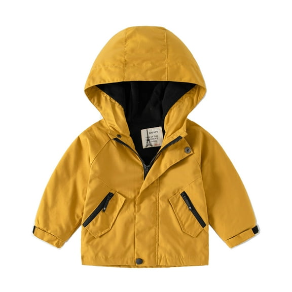 QUDDERR Kids Baby Windbreaker Jacket for Boys Zip Hooded Raincoat Toddler Thickened Cartoon Trench Outerwear for Fall Winter for 2-7 Years