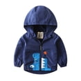 thumbnail image 1 of QUDDERR Kids Baby Windbreaker Jacket for Boys Zip Hooded Raincoat Toddler Thickened Cartoon Trench Outerwear for Fall Winter for 2-7 Years, 1 of 9