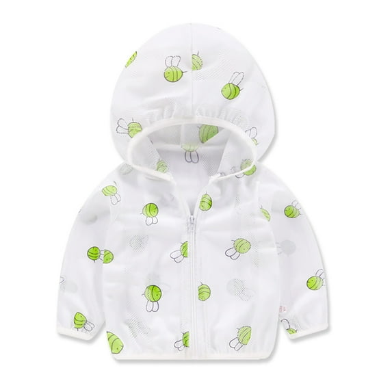 QUDDERR Kids Baby Zipper Sun Protection Jacket for Boys Girls Hooded Sun Shirt Cooling Cartoon Printing Rash Guard Hooded Toddler Unisex Sunscreen Clothing Size 1-8T