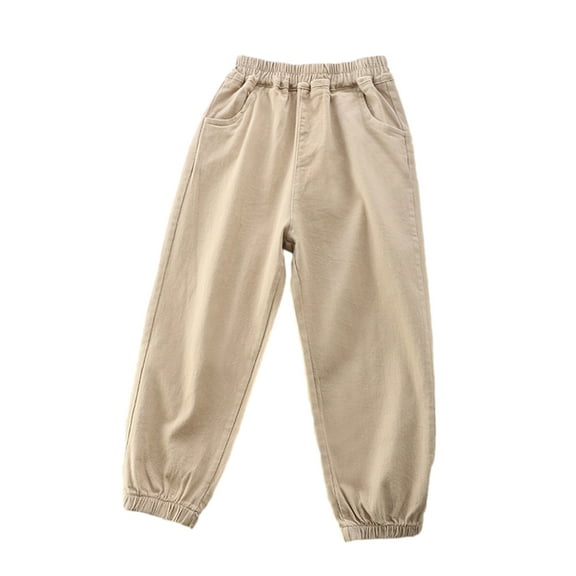 QUDDERR Kids Boys Casual Pants Sweatpants Toddler Jogger Pants Lounge Elastic Pants Baby Spring Fall Pants for 3-12Y