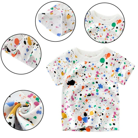 QUDDERR Kids Boys T-Shirts 1-10T Toddler Cotton Cartoon Summer Crewneck Tees Tops Pullover Bottoming Baby Boys Cartoon Short-Sleeved Shirts