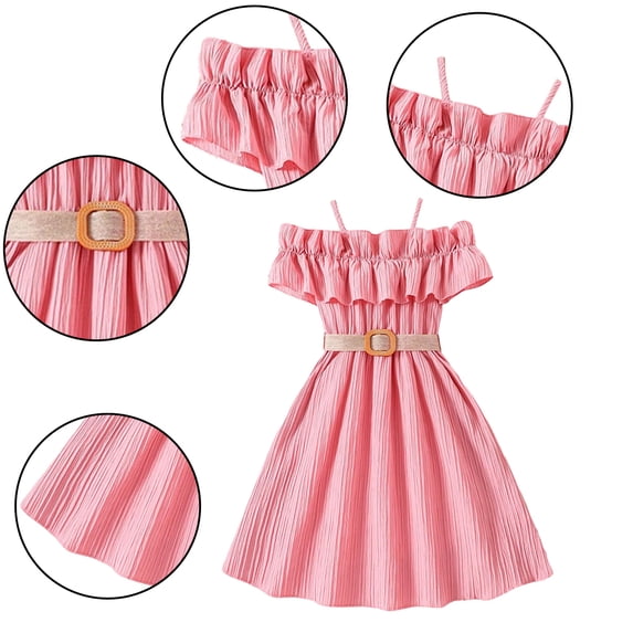 QUDDERR Kids Girls Halter Dress Casual Dress Spaghetti Strap Dress A-line Dress for Toddler/Big Kid Girls Clothing 8-12T Clothes