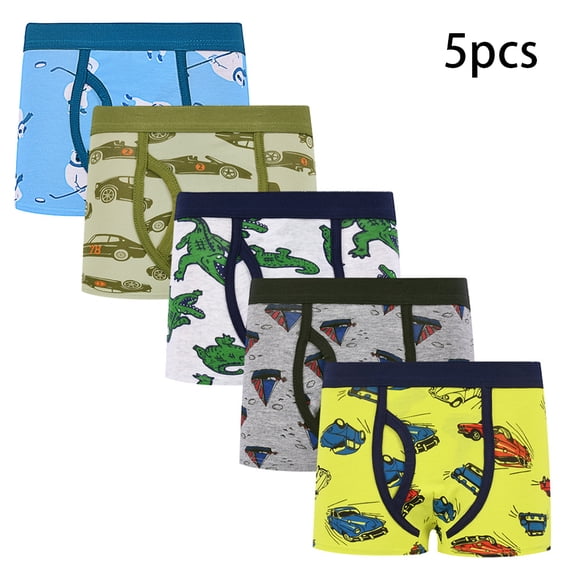 QUDDERR Kids Teen Boys Cotton Underwear Boxer Briefs Shorts Cartoon Soft Big Boys Underwear Boxer Briefs Panties (Pack of 5) 2-12Years