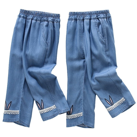 QUDDERR Kids Toddler Girls Jeans Pants Denim Flared Pants 1-6Y Sport Active Casual Pants Elastic Casual Full Length Pants Denim Leggings