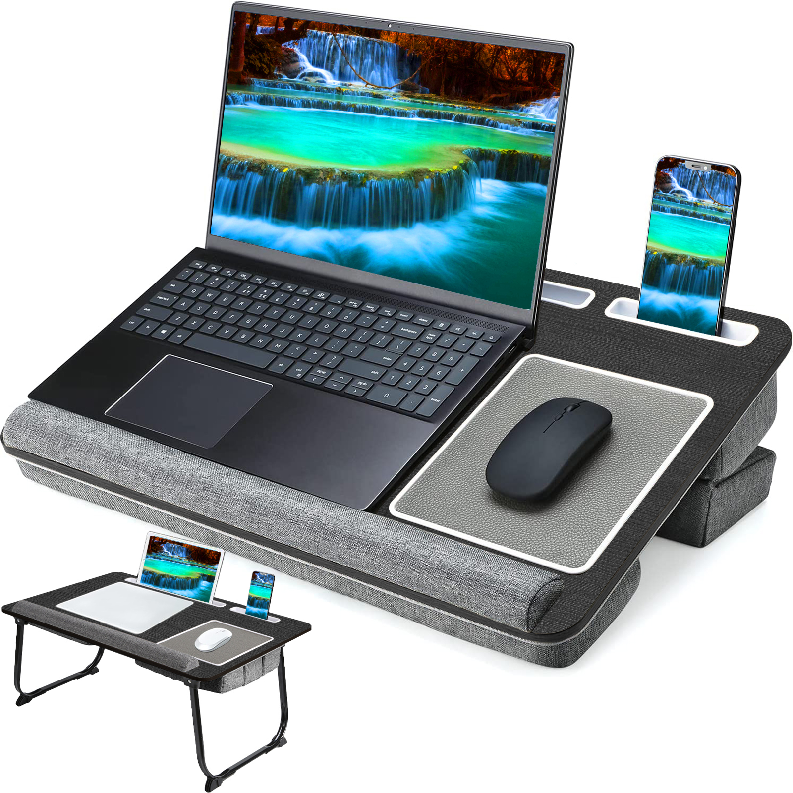 KARMAS PRODUCT Foldable Aluminum Laptop Desk Adjustable Portable Laptop Table Stand with 2 CPU