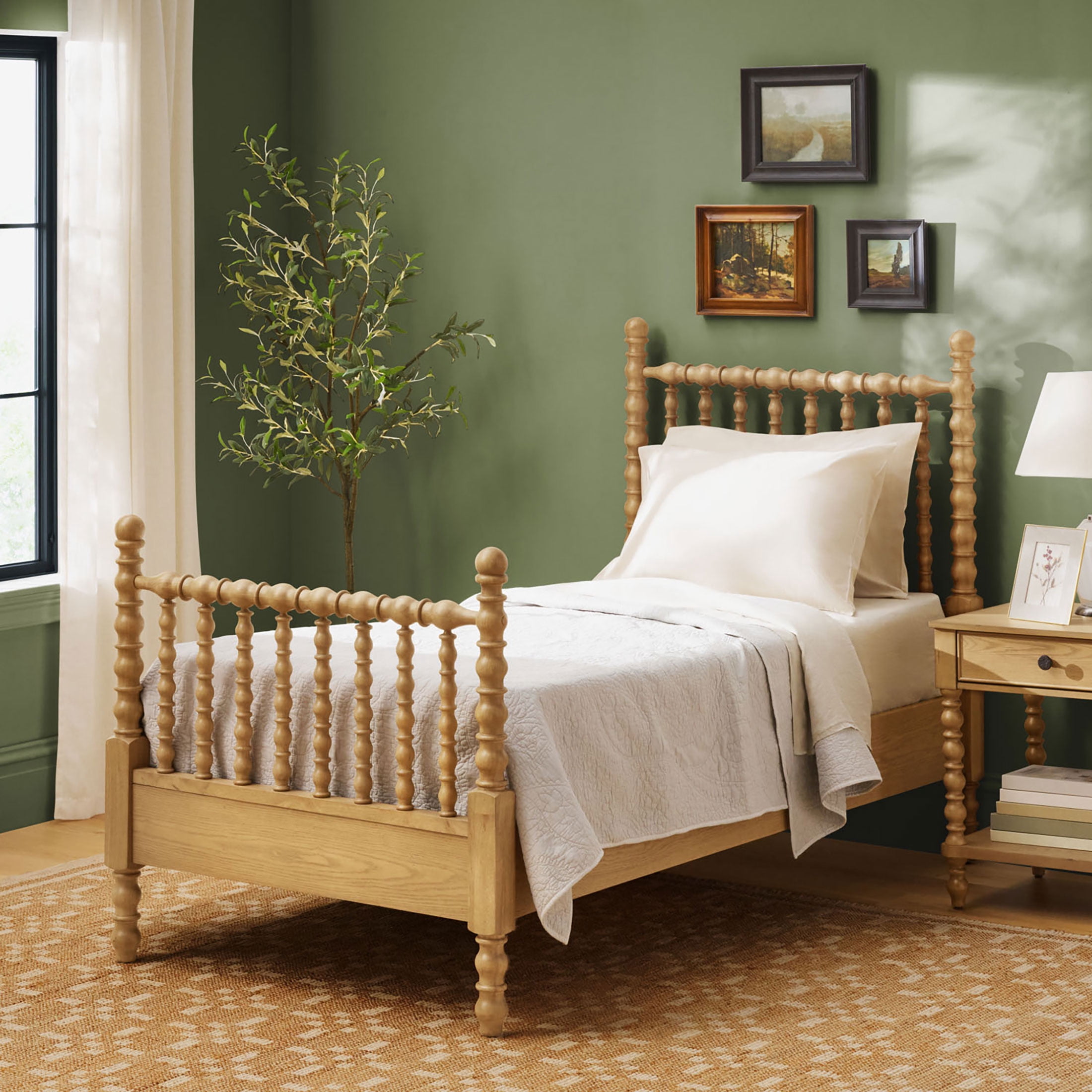 The Pioneer Woman Harper Twin-Size Spindle Bed, Wheat Finish