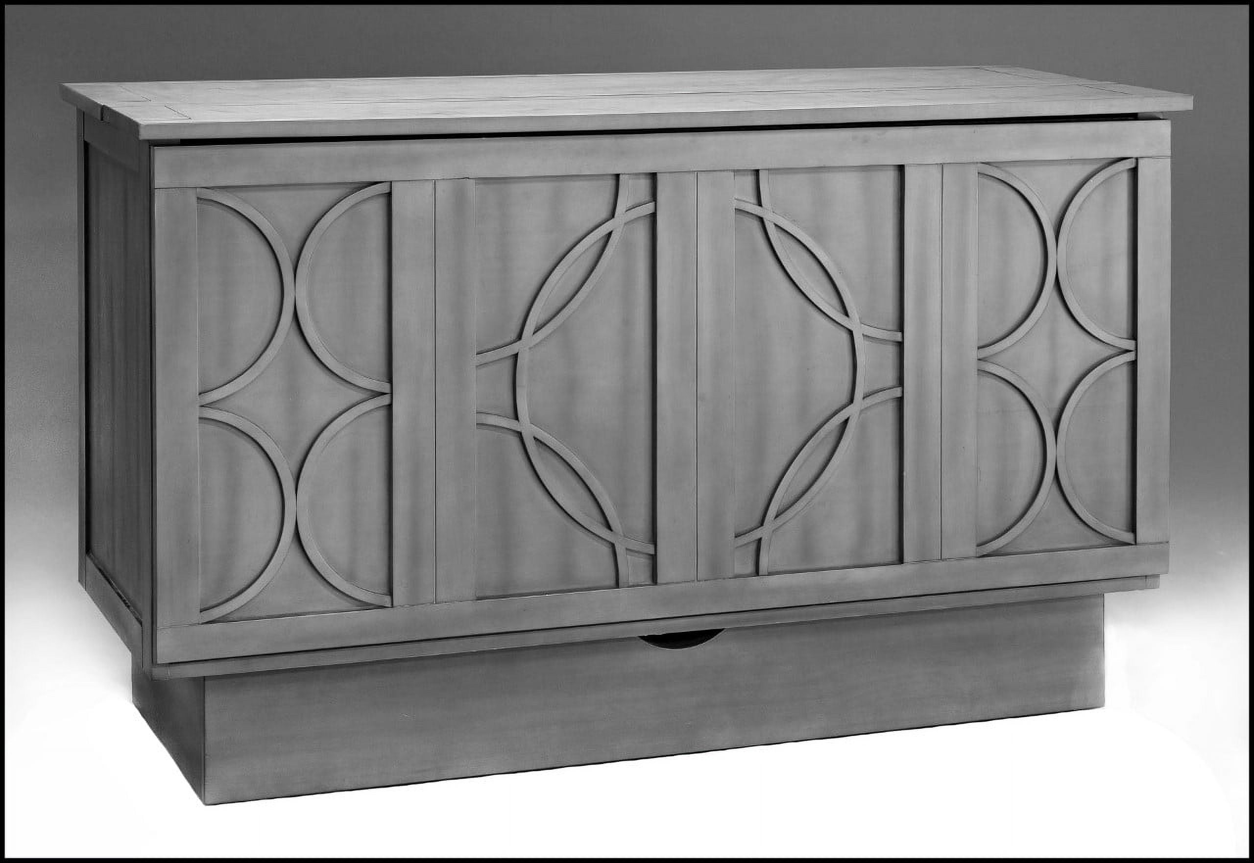 Charcoal Queen Upholstered Murphy Bed with Wood Frame and Drawer