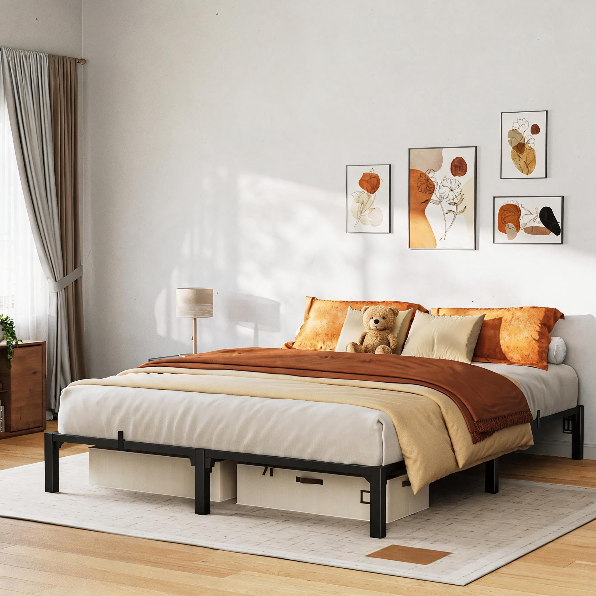 QUEEN Metal Platform Bed Frame, 800 lb Capacity, Steel Slats ...