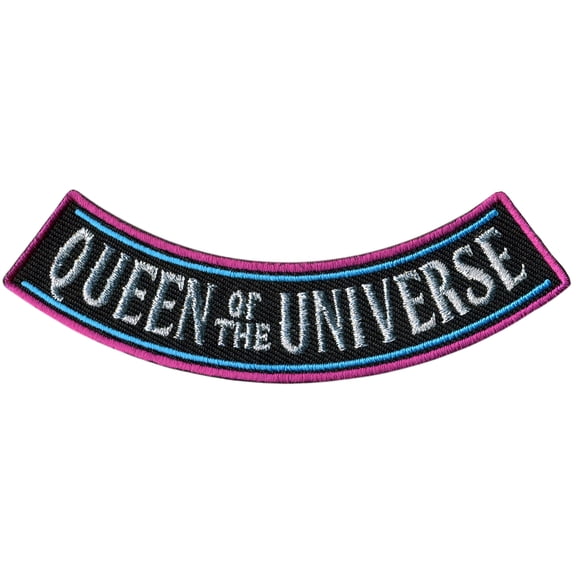 QUEEN OF THE UNIVERSE BOTTOM ROCKER PATCH - High Thread Iron-On Heat Sealed Backing Sew-On Patch - 4" x 1"