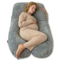 thumbnail image 1 of QUEEN ROSE Pregnancy Pillows, U Shaped Full Body Pillow for Sleeping Support, 55 Inch Maternity Pillow for Pregnant Women with Removable Velvet Cover, Grey, 1 of 11