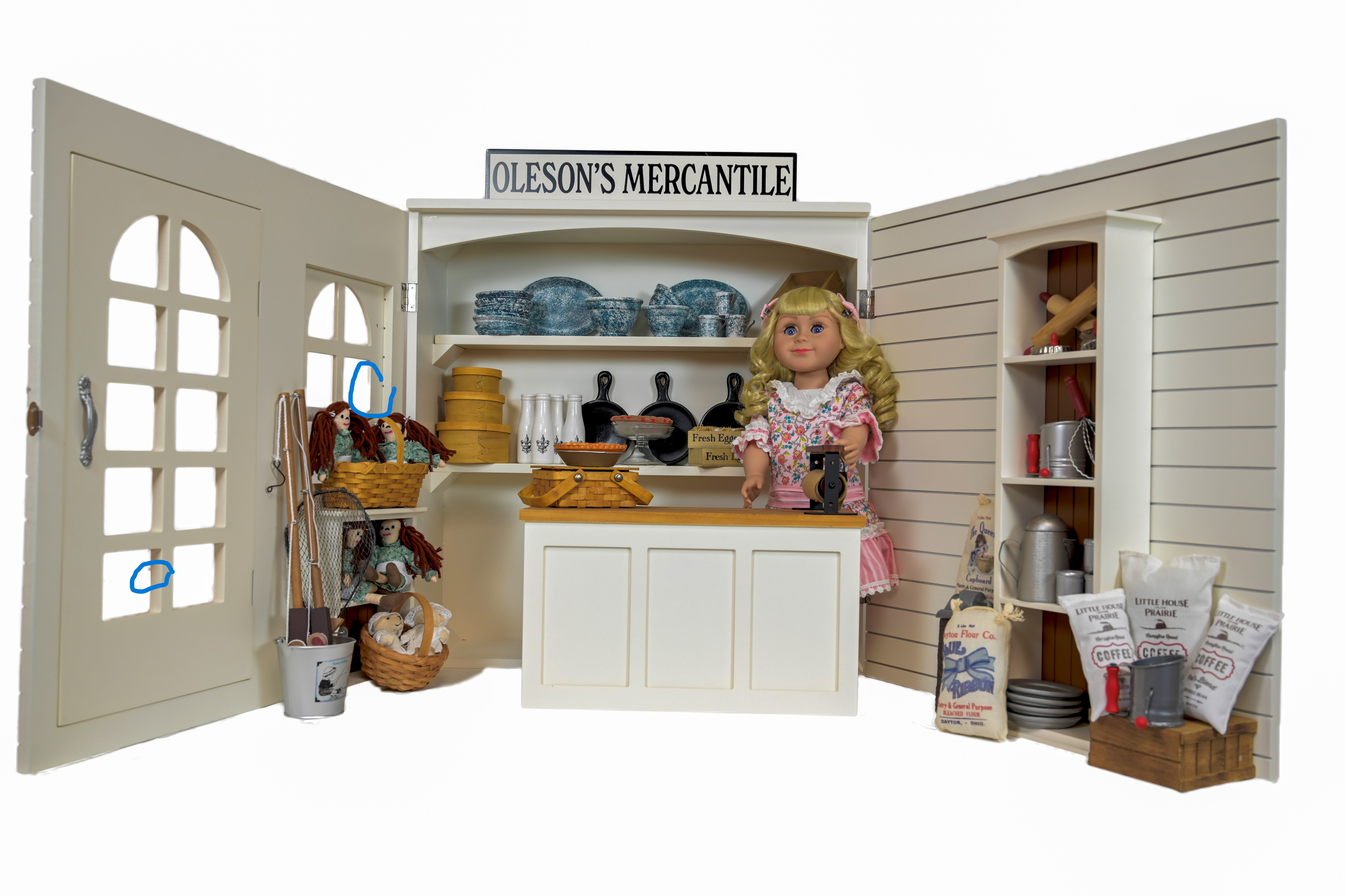 THE QUEEN'S TREASURES 18" Doll Furniture, Little House on The Prairie Oleson's Mercantile General Store Play Set, Compatible with 18 Inch American Girl Dolls, Fully Assembled. ACCESSORIES NOT INCLUDED