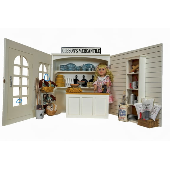 THE QUEEN'S TREASURES 18" Doll Furniture, Little House on The Prairie Oleson's Mercantile General Store Play Set, Compatible with 18 Inch American Girl Dolls, Fully Assembled. ACCESSORIES NOT INCLUDED