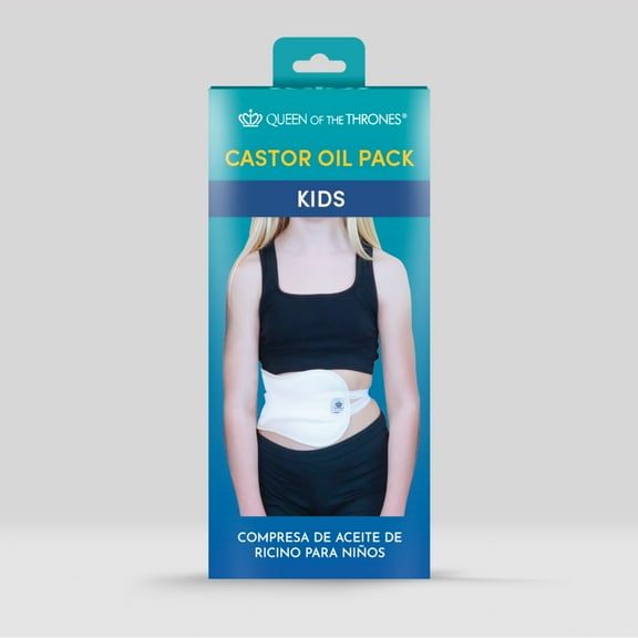 QUEEN OF THE THRONES Castor Oil Pack for Kids - Heatless, Less-Mess, Reusable - Organic Cotton Flannel, Comfort Fit, Soft Straps & Naturopathic Doctor Designed (Castor Oil Sold Separately)