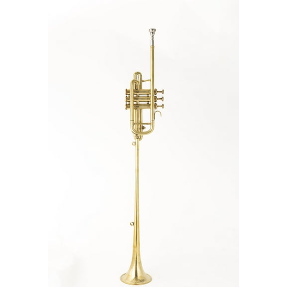 QUEENBRASS Herald Trumpet in Bb Pitch – Brass Finish Flag Trumpet with Mouthpiece & Hard Case | Perfect for Parades, Ceremonial & Band Performances