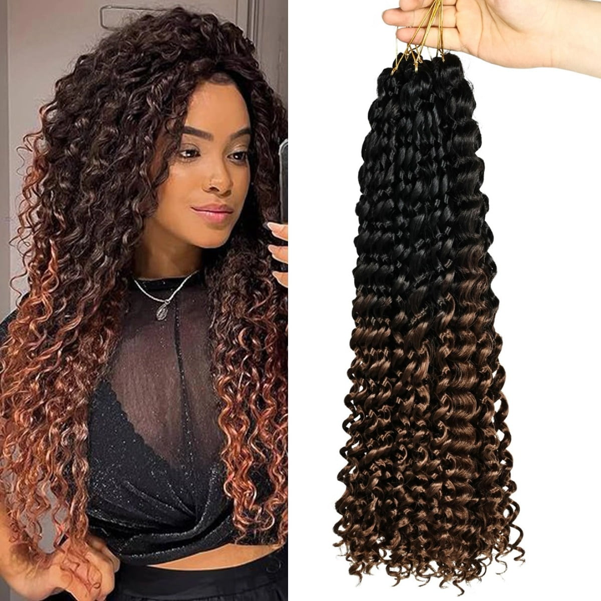QUEENTAS 18" Crochet Hair for Black Women Water Wave Crochet Hair