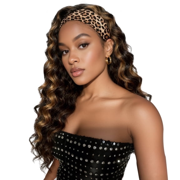 QUEENTAS 18 Inch Headband Wig Highlight Ombre Curly Headband Wigs for Women Glueless Hair Wear Go