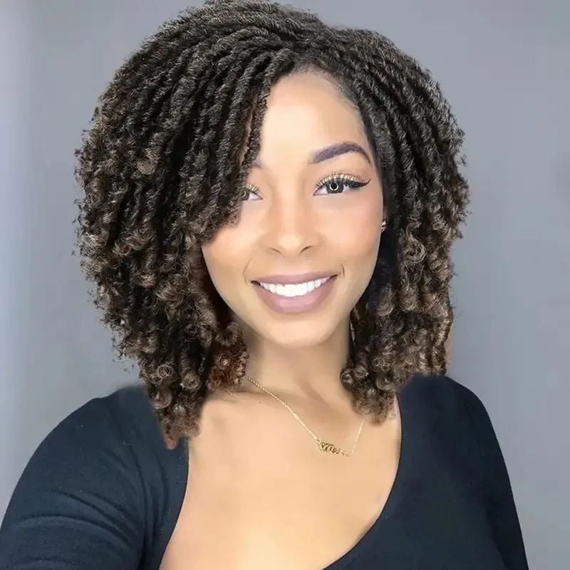 QUEENTAS Dreadlock Wig for Women Braiding Hair Synthetic Short Braids Wigs Faux Locs Twist Wigs Curly Crochet Hair Wigs