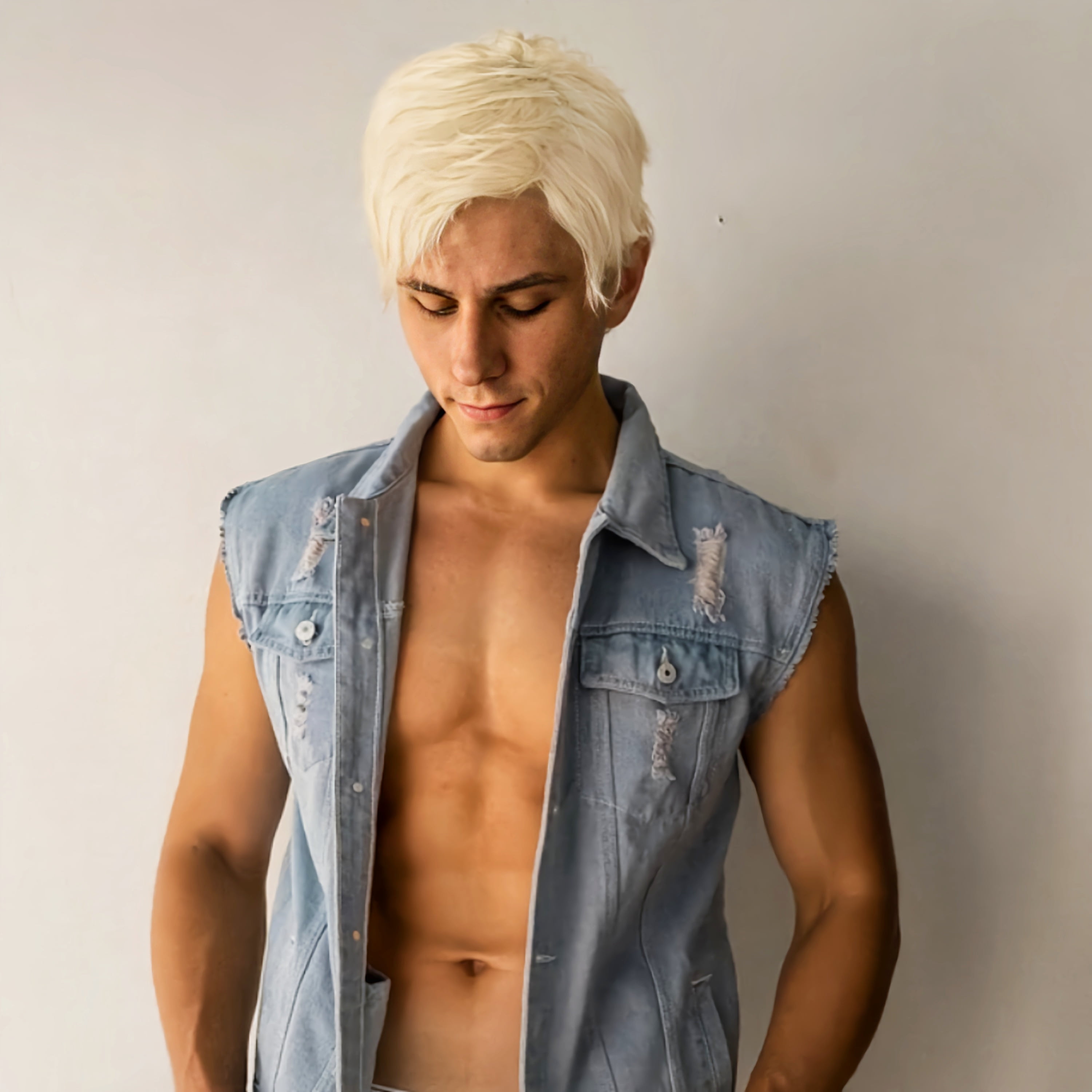 QUEENTAS Mens Wigs Short Blonde Wigs Ken Wig for Men Cosplay Pixie Cut