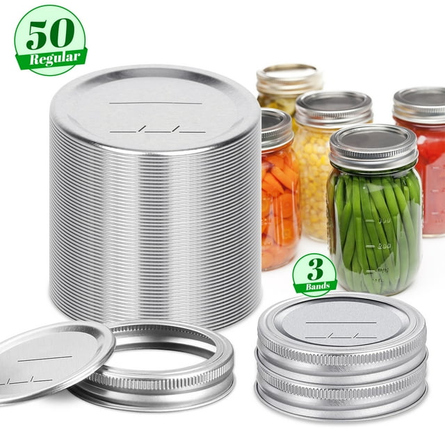 QUEENTRADE Canning Lids Mason Jar Lids, 50Type Metal Canning Jars with