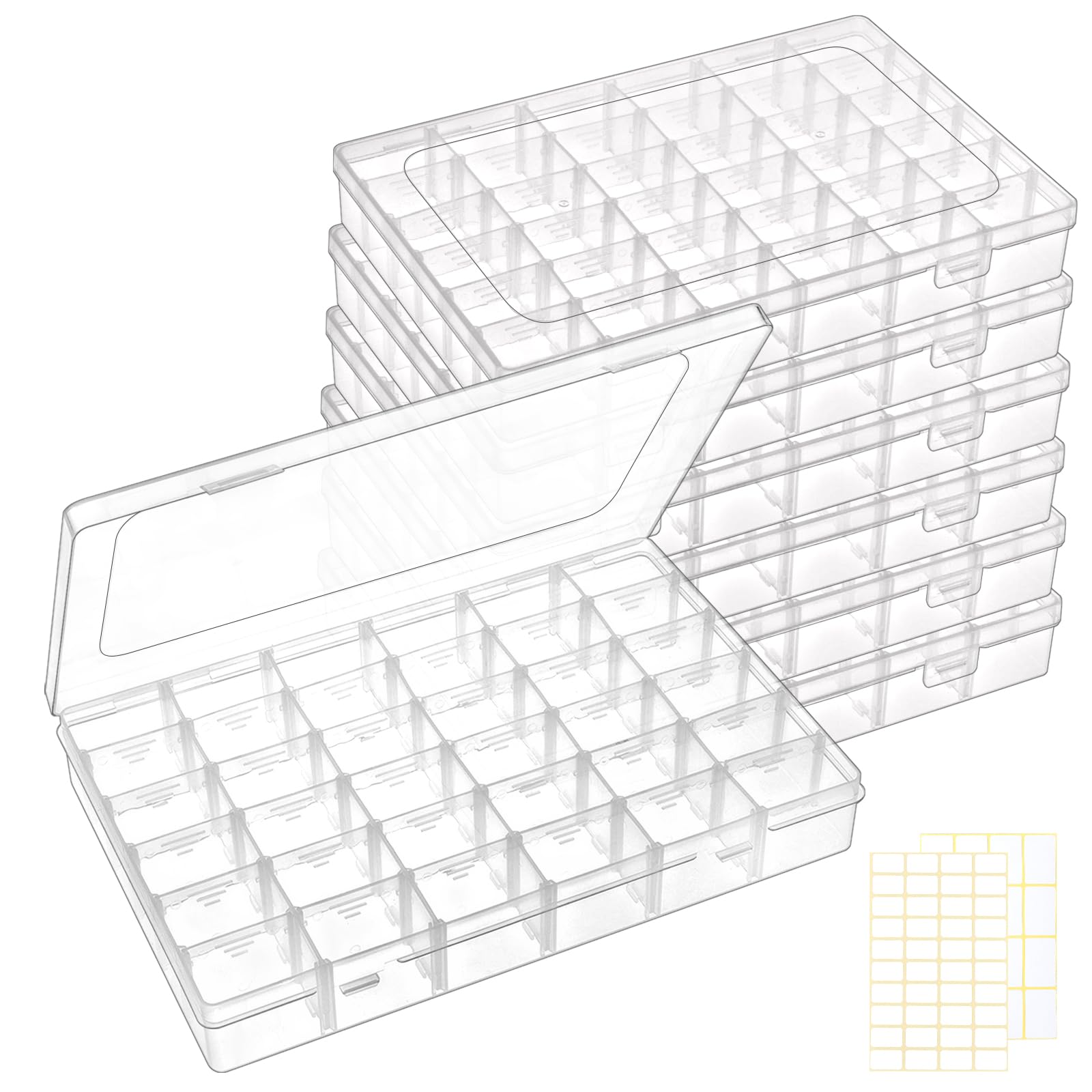 Quefe QUEFE 7 Pack 36 Grids Clear Plastic Organizer Storage Box Container ...