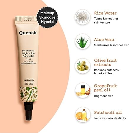 QUENCH BOTANICS Brightening Natural Cream Concealer With Rice Water & Aloe Vera (Light), 10Ml