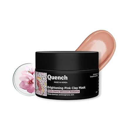 QUENCH BOTANICS Brightening Pink Clay Mask | Korean Clay Mask with Cherry Blossom & Kaolin Clay 50 ML