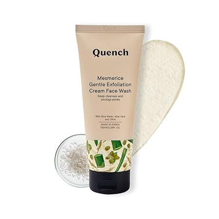 QUENCH BOTANICS Rice Water Gentle Exfoliation Cream Face Wash | Korean Face Wash For Glowing Skin 100 ML