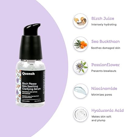 QUENCH BOTANICS Skin Soothing Clarifying Serum With Hyaluronic Acid & Birch Juice Enzymes 30ML