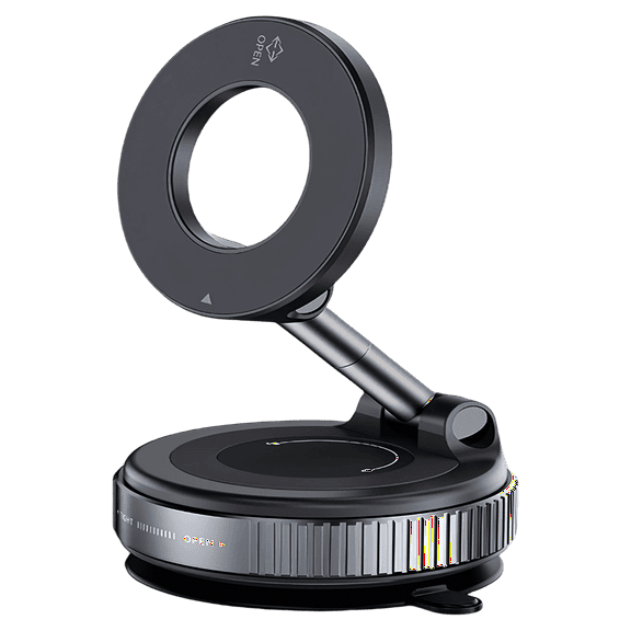 QUERZIS Black Magnetic Car Phone Holder, 360° Suction Mount for iPhone & Android, for Car & Gym Use