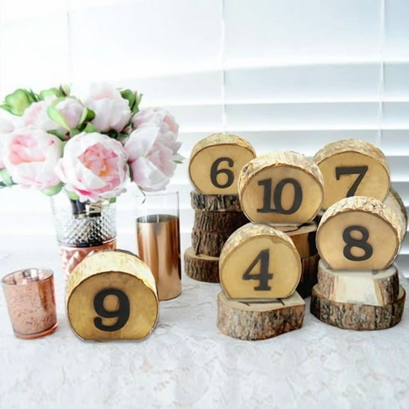 QUEST- 1-10 Wooden Table Number Rustic Party Wedding Decoration Number Blocks F/Wedding