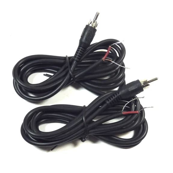 QUEST- 1 Pair 6-Ft Rca Male Fully Shielded Cable To Stripped Bare Wire Speaker Sub Woof