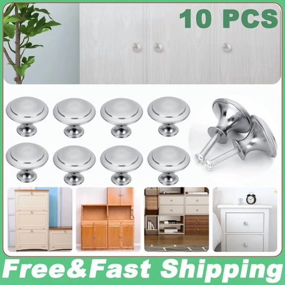 QUEST- 10 X Stainless Steel Door Knobs Cabinet Handles Cupboard Drawer Kitchen Pulls Us
