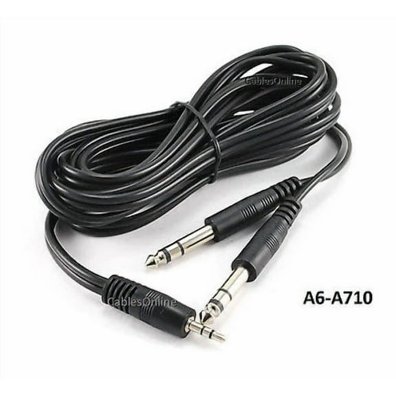 QUEST- 10Ft Stereo 3.5Mm Male To Dual 1/4" Stereo Male Y-Splitter Audio Cable, A6-A710