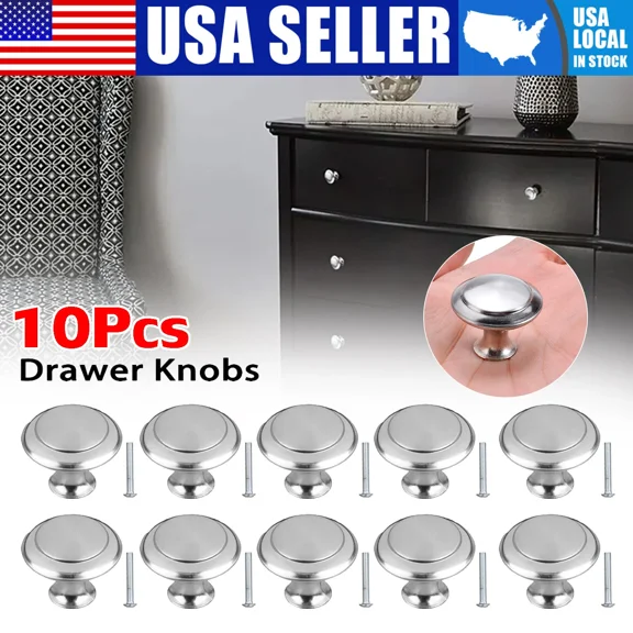 QUEST- 10Pcs Cabinet Knobs Drawer Pulls Door Handles Kitchen Hardware Brushed Nickel