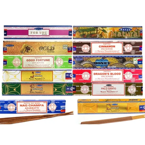 QUEST -12 Pack Assorted Original Nag Champa Satya Incense 12Pack/180G