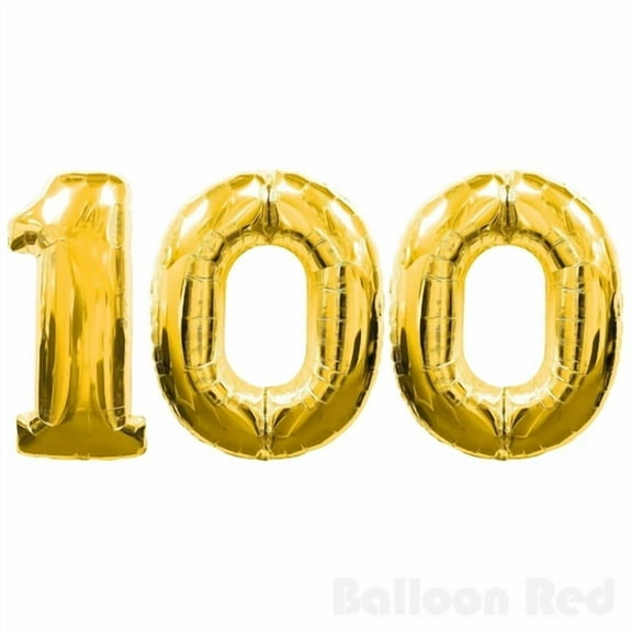 QUEST- 16" 100 Gold Number Balloons 100Th Birthday Party Anniversary Foil Balloon Decor