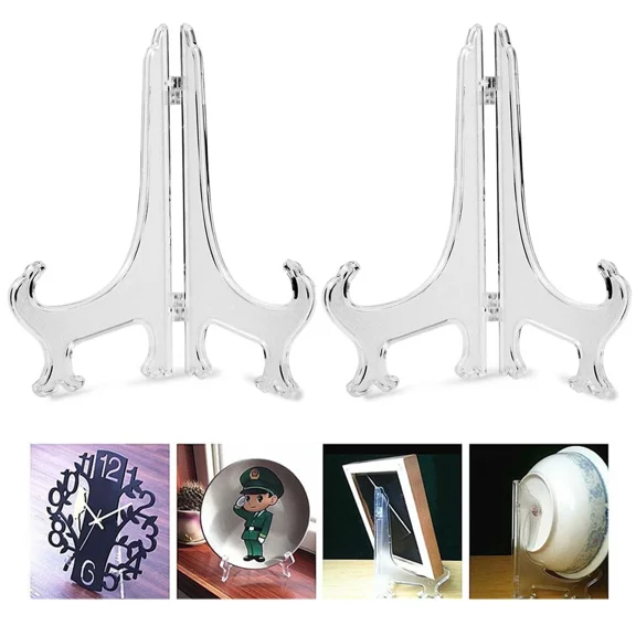QUEST- 2 Large Acrylic Display Stand Easel Picture Frame Plate Holder Photo Book 8 5/8"