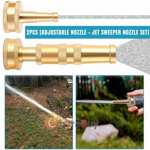 QUEST- 2 Pack (4" & 2") Solid Brass Garden Spray Nozzle Adjustable Twist Water Hose Usa