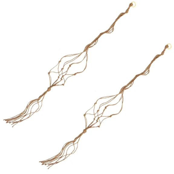 QUEST- 2 Pcs Hanging Basket Net Bag Jute Plant Hangers Indoor Indoor/Outdoor