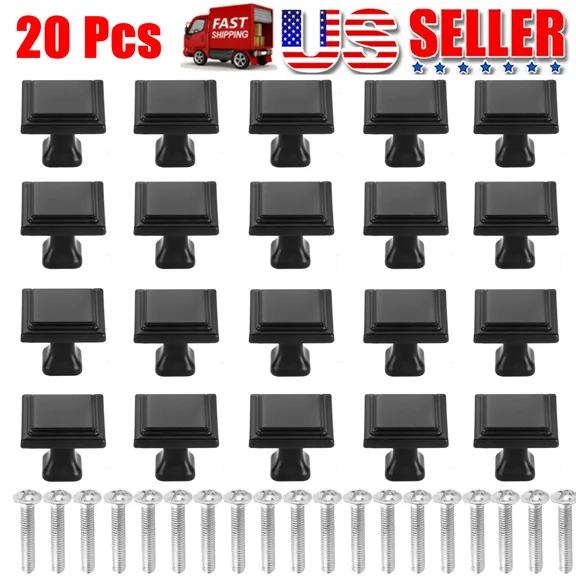 QUEST- 20 Pcs Kitchen Cabinet Handles Door Drawer Knobs Square Pull Furniture Pull Diy