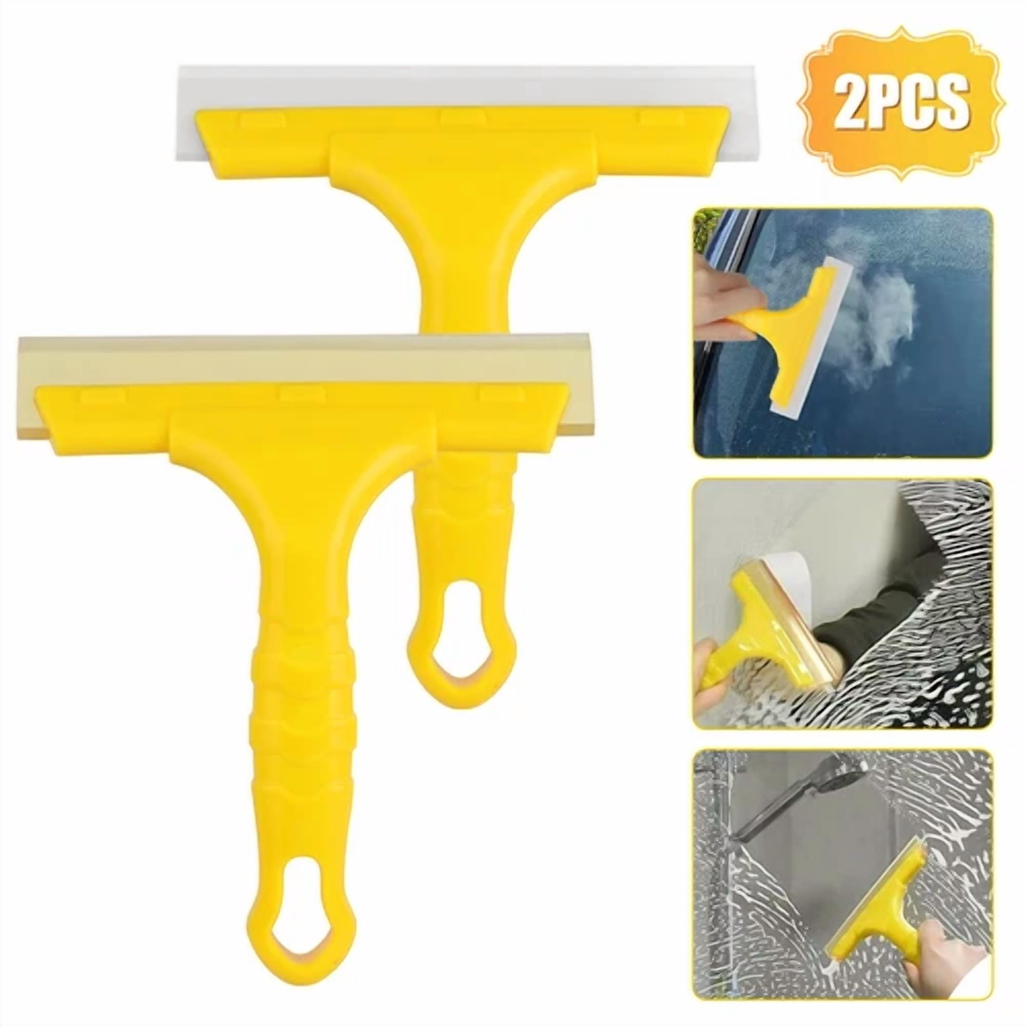 QUEST- 2Pcs Silicone Home Office Car Water Wiper Squeegee Blade Wash Window Glass Clean