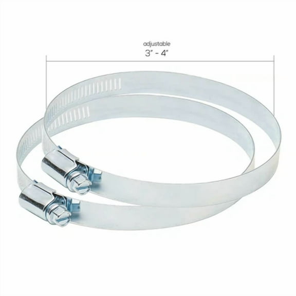 QUEST- 2Pk Ace 3-4" Adjustable Silver Worm Drive / Metal Dryer Vent Clamp