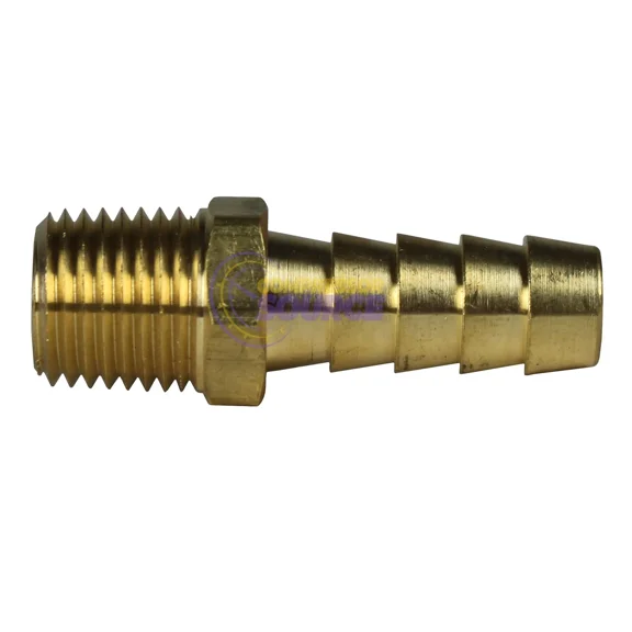 QUEST- 3/8" X 1/4" Mnpt Brass Air Hose Barb Fitting For 3/8" Hose