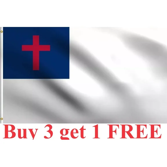 QUEST- 3X5 Christian Flag Religious Cross Christ Banner White Church Usa Shipping